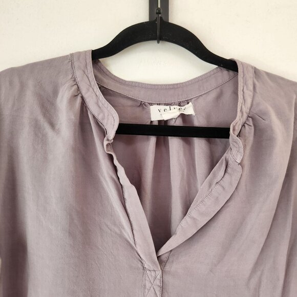 Velvet Graham & Spencer Lightweight Grey Popover Blouse Top Shirt Women's M - Picture 3 of 7